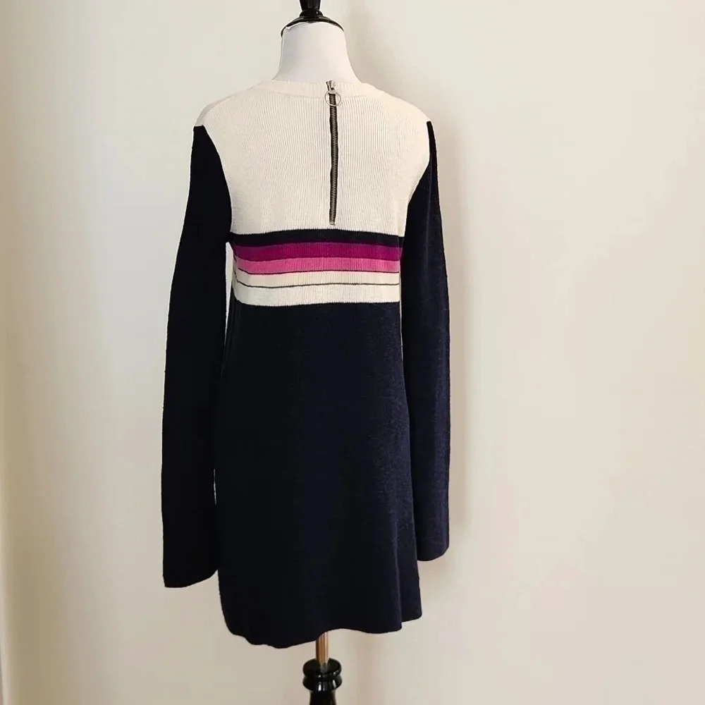 || FREE PEOPLE || Colorblock sweater dress, mini, long sleeves, blue
